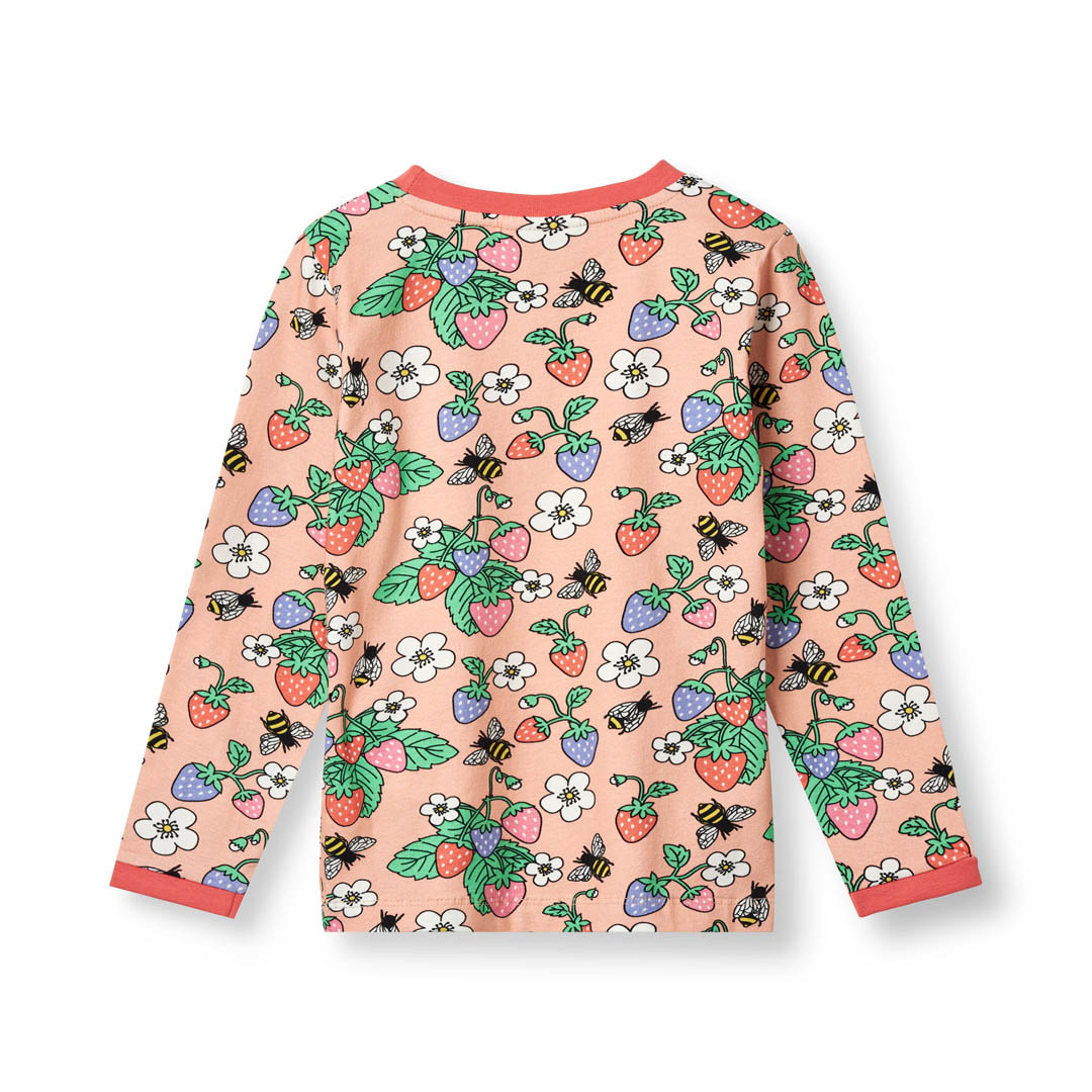 Long-sleeved blouse with strawberries
