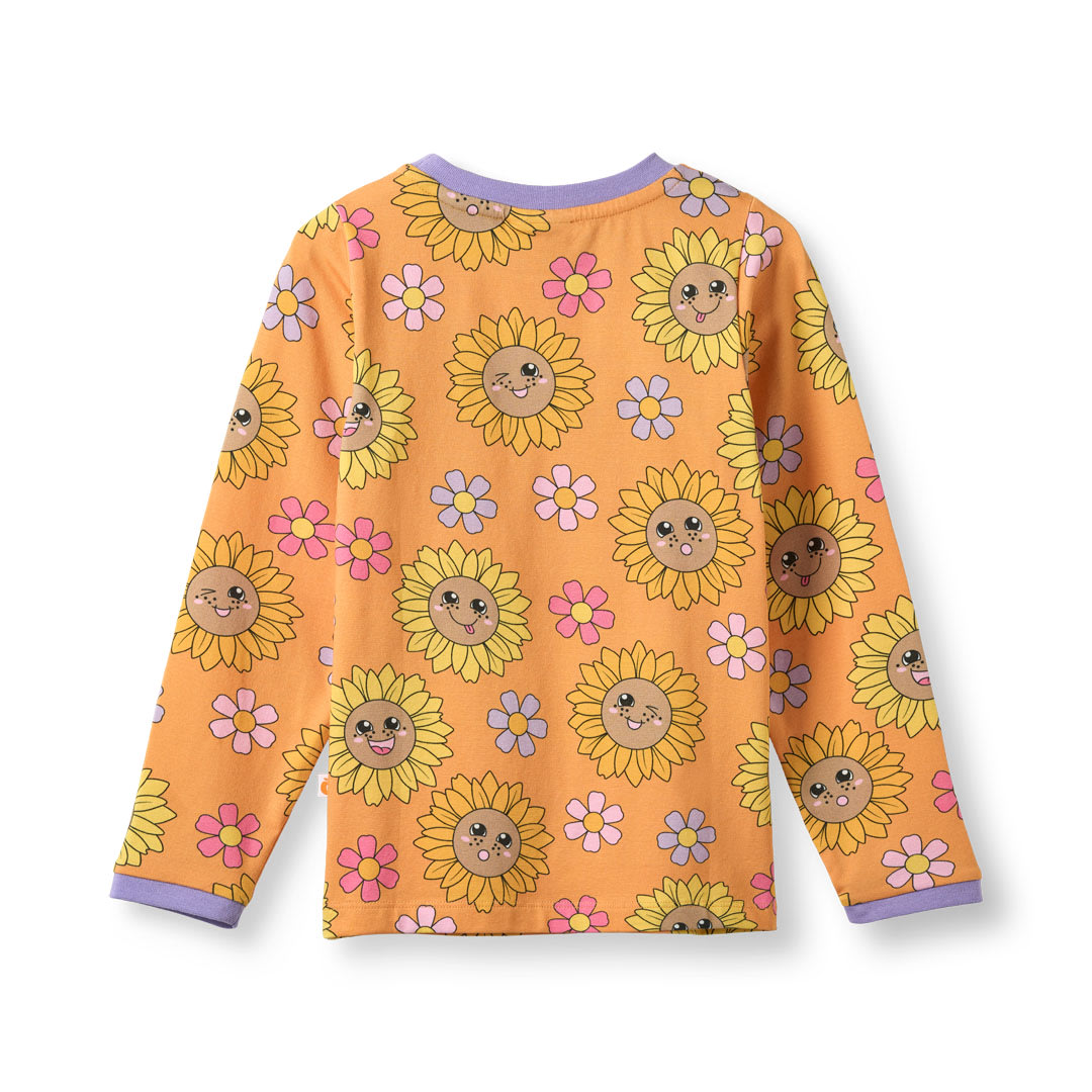 Elstar long-sleeved blouse with sunflowers
