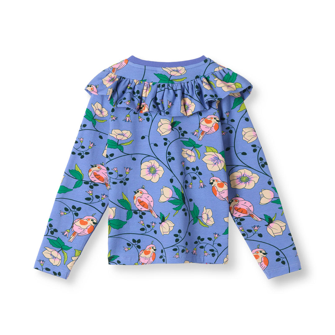 Pinova langærmet bluse med fugle og blomster