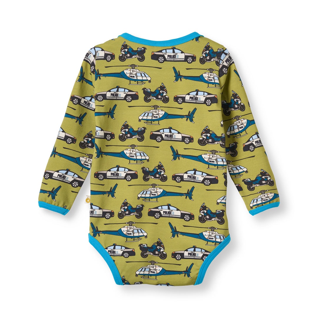 Elstar long-sleeved bodysuit with police car print