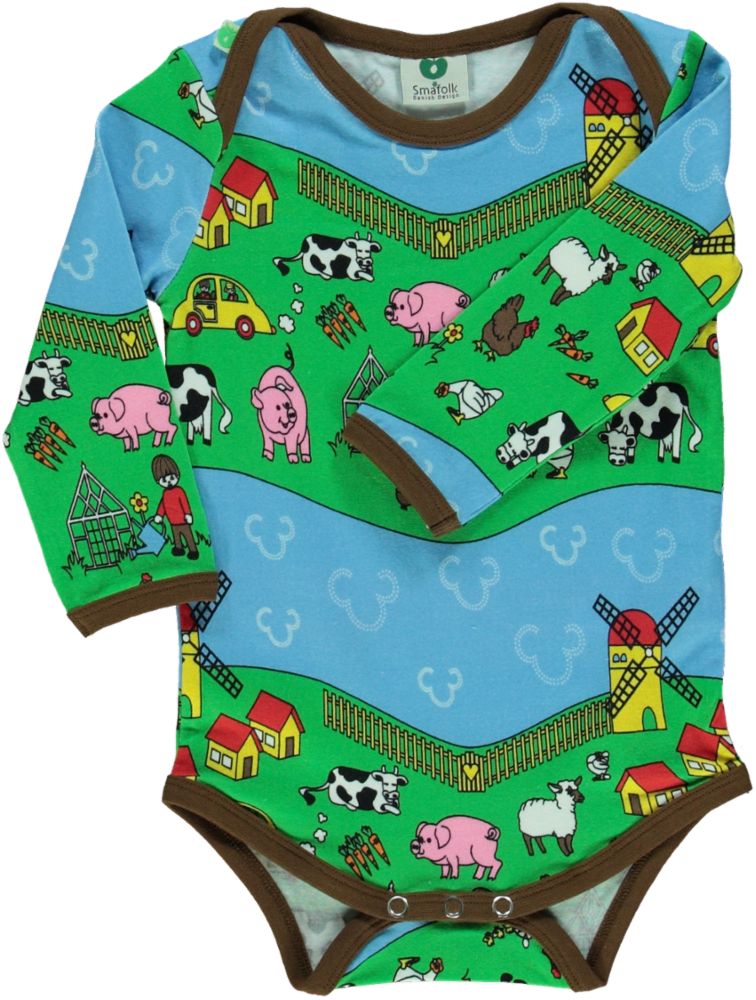 Long-sleeved farm-themed bodysuit