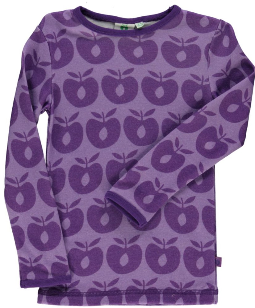 Long-sleeved wool blend top with apples