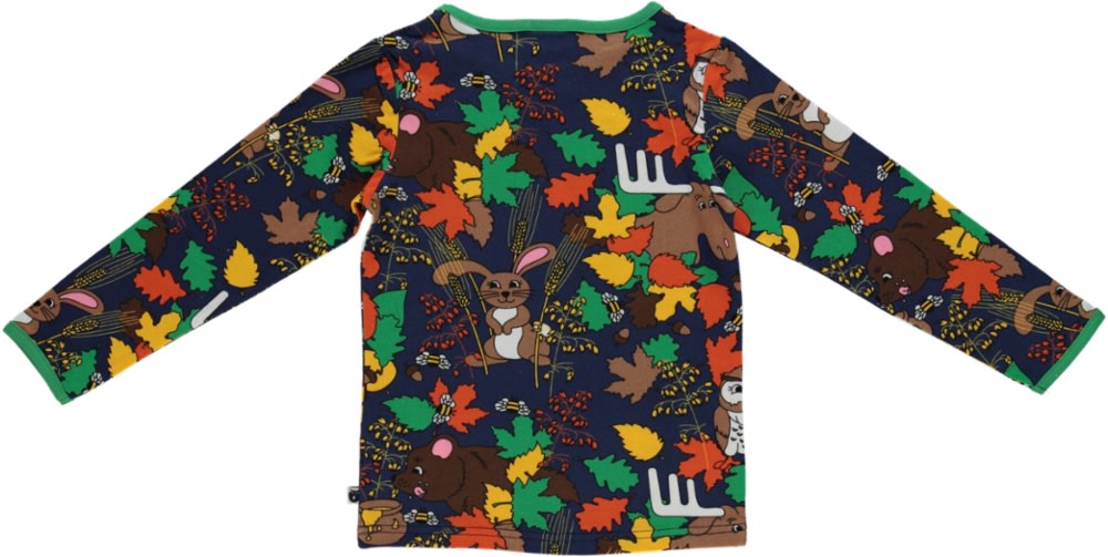 Long-sleeved blouse with forest animals