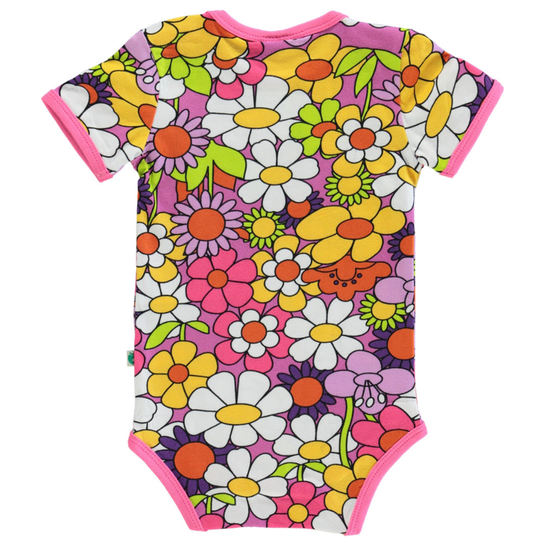 Short-sleeved bodysuit with flowers