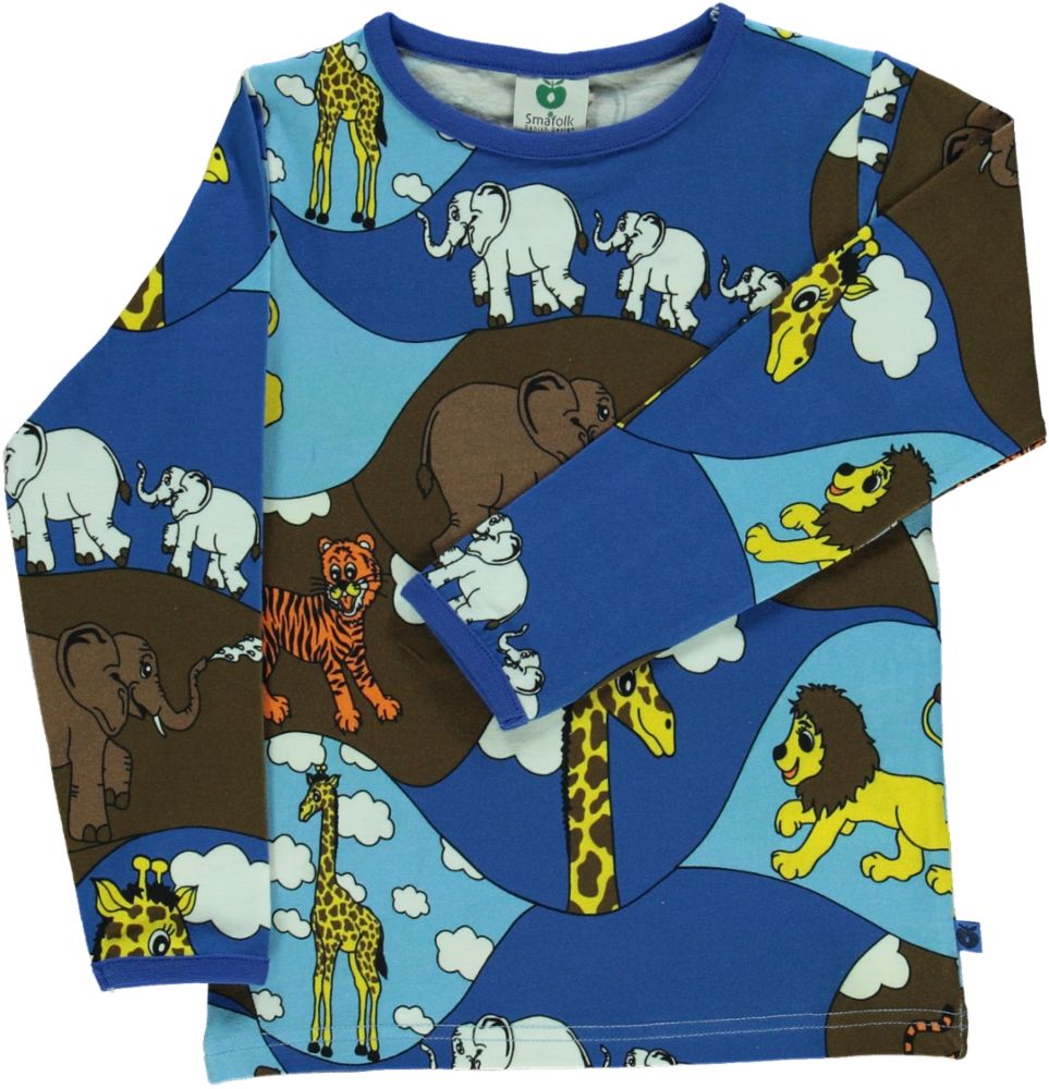 Long-sleeved blouse with zoo animals