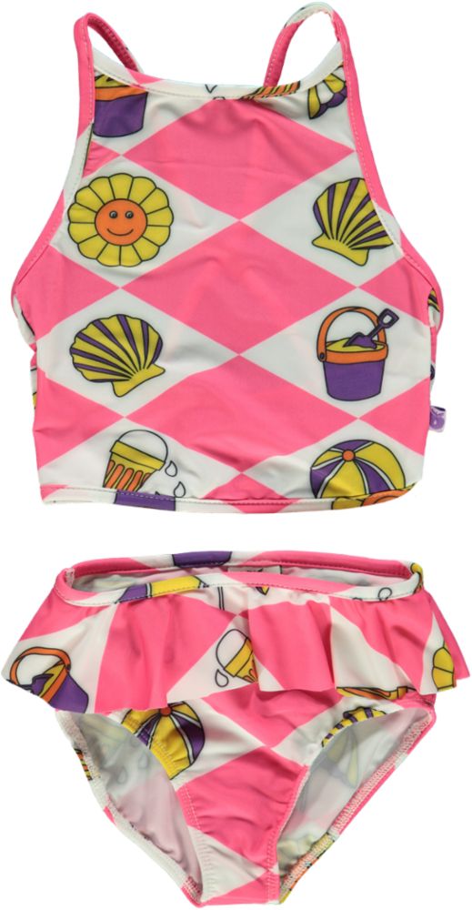 Children's bikini with summer holiday symbols