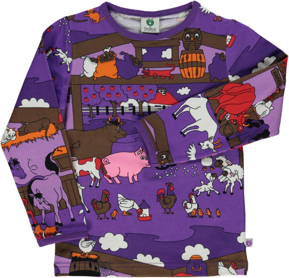 Long-sleeved blouse with farm motif