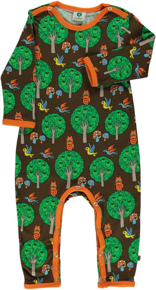 Long-sleeved all-in-one with apple trees
