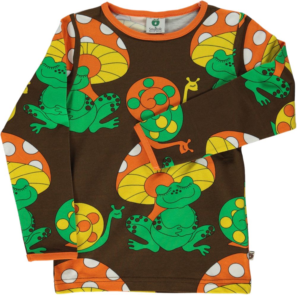 Long-sleeved blouse with frog and snail