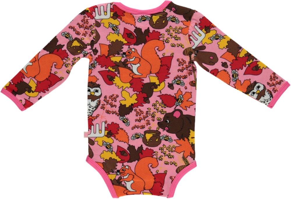 Long-sleeved woodland animal print bodysuit