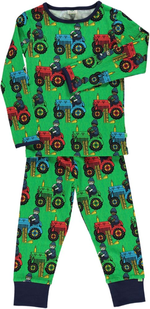 Pajamas with tractor designs