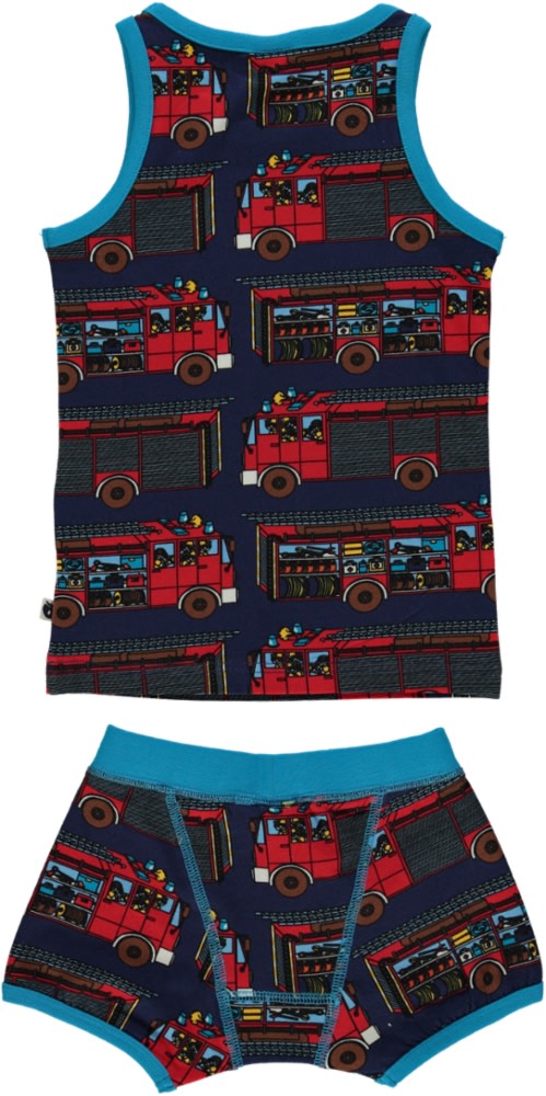 Underwear set with fire trucks
