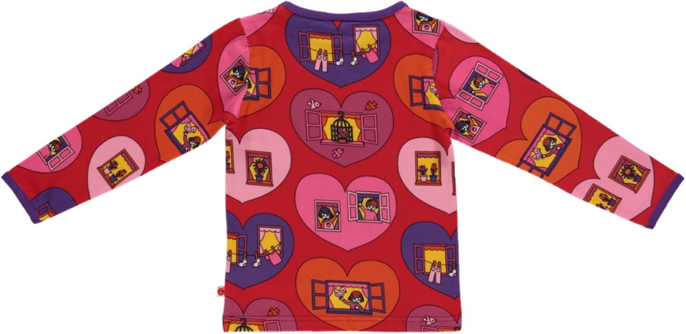 Long-sleeved blouse with hearts