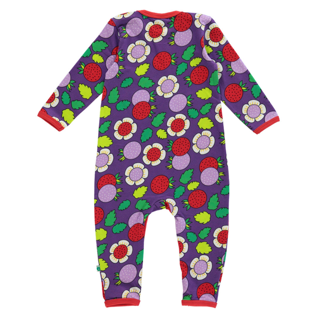 Long-sleeved jumpsuit with strawberries