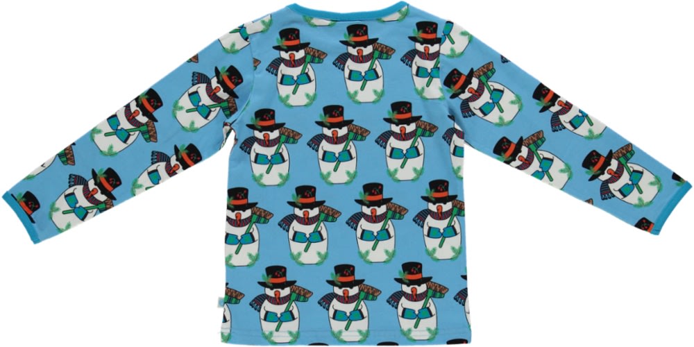 Long-sleeved blouse with snowmen