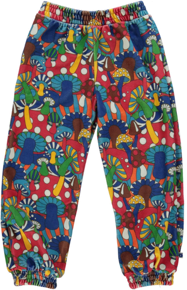 Velvet trousers with mushroom print