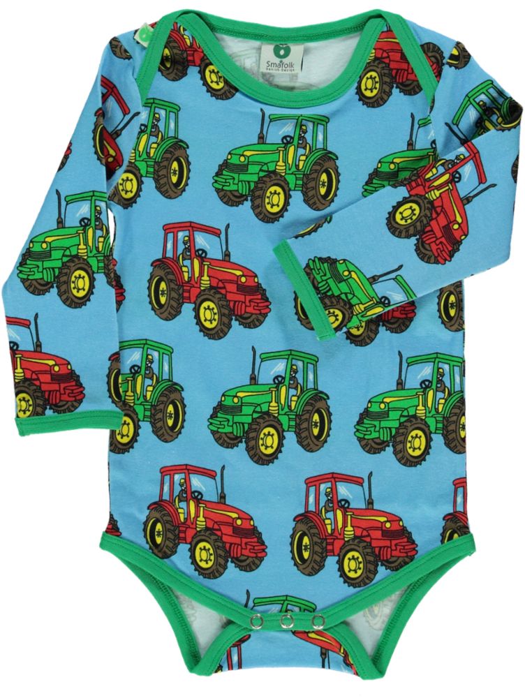Long-sleeved tractor print bodysuit
