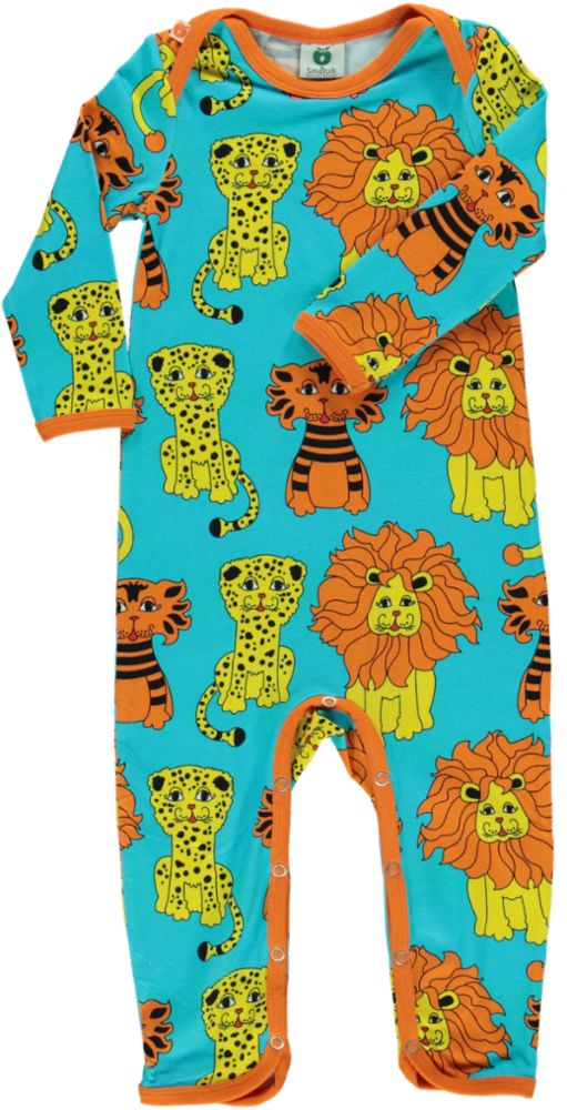 Long-sleeved all-in-one with tiger, lion and leopard