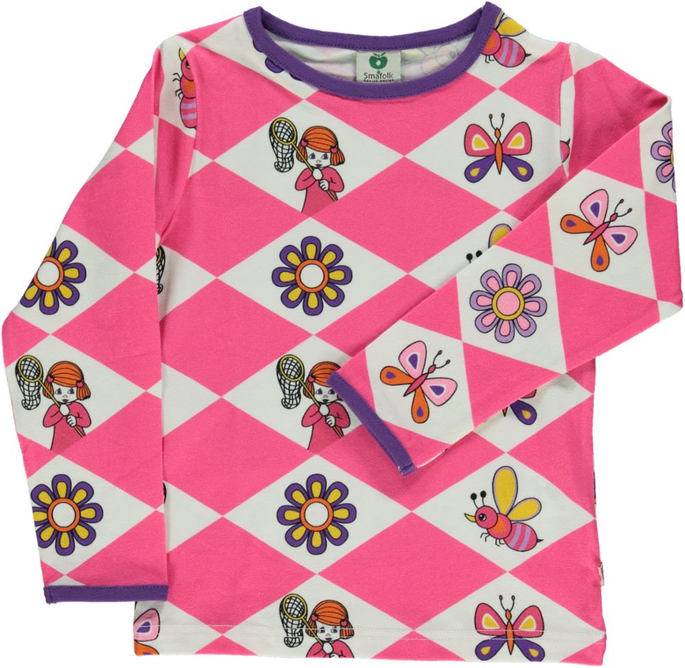 Long-sleeved blouse with butterflies and bees