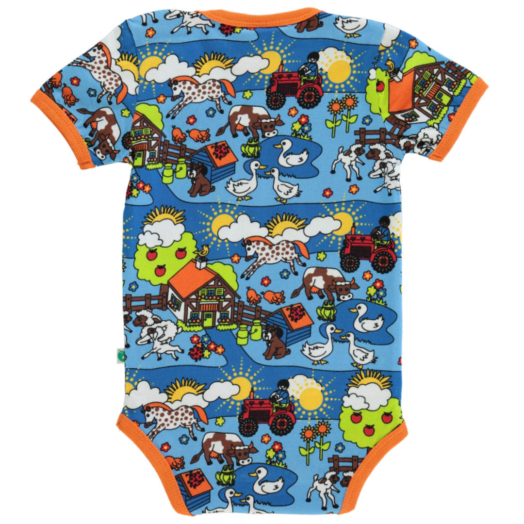 Short-sleeved bodysuit with farm