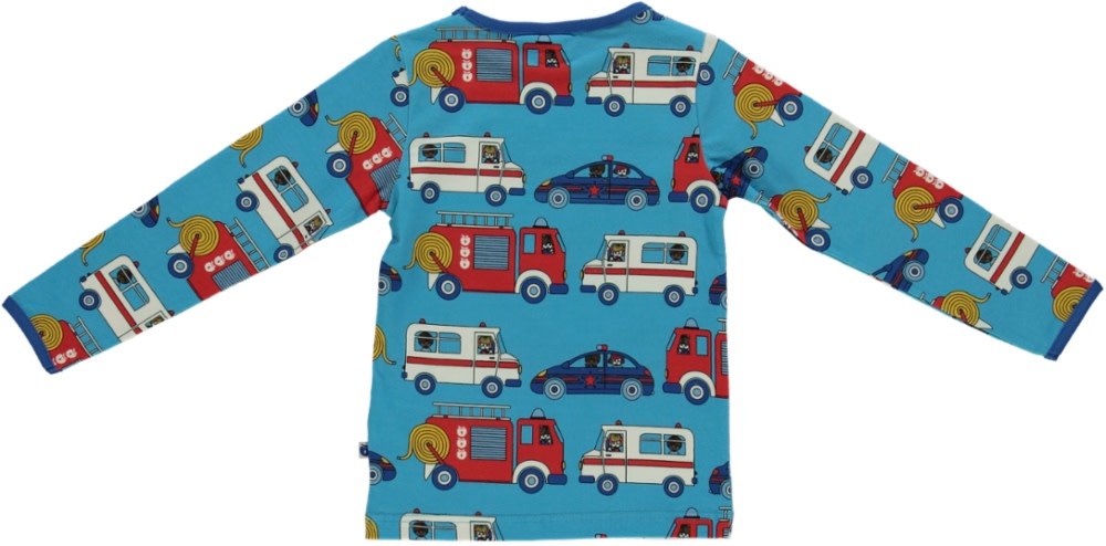 Long-sleeved top with emergency vehicles
