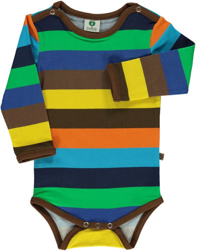 Long-sleeved striped bodysuit
