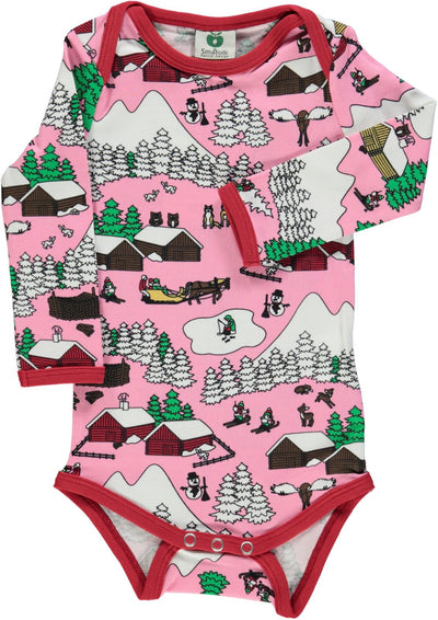 Long-sleeved bodysuit with landscape print