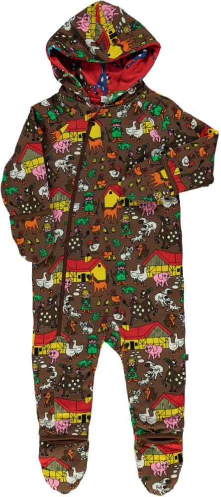 Long-sleeved reversible full suit with farm animals and cows