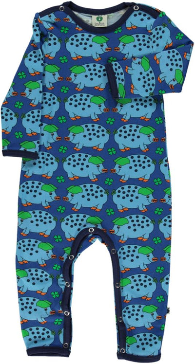 Long-sleeved jumpsuit with pigs