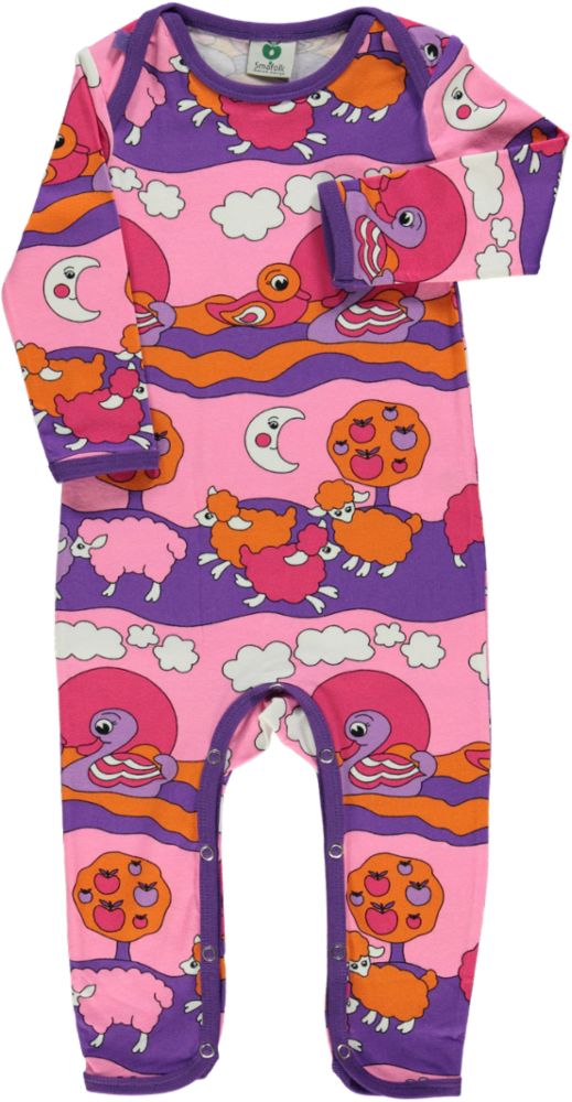 Long-sleeved all-in-one with sheep and ducks