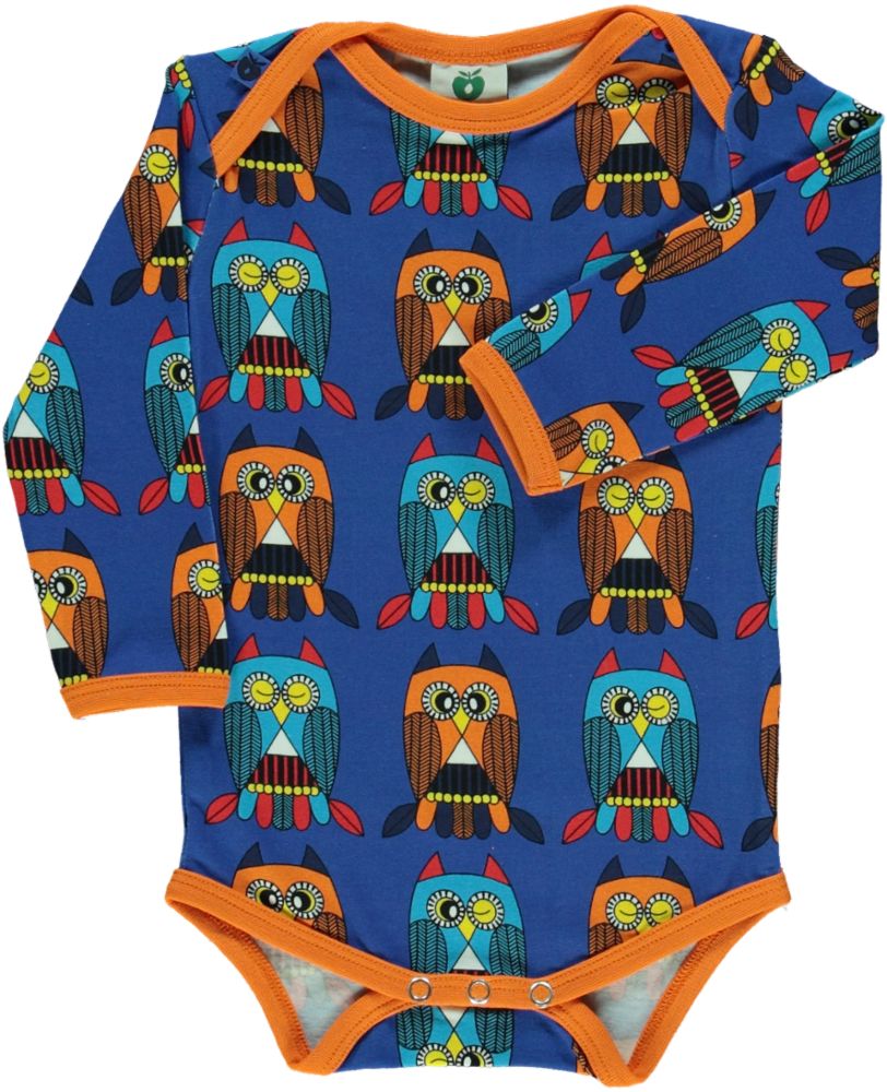 Long-sleeved bodysuit with owls