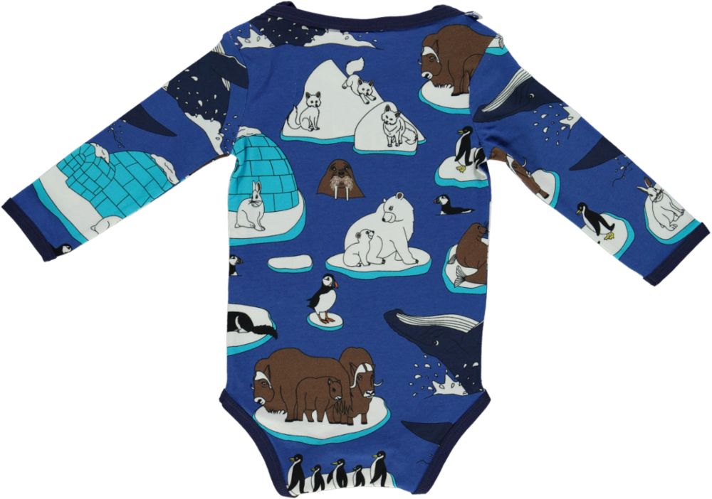 Long-sleeved bodysuit with winter animals