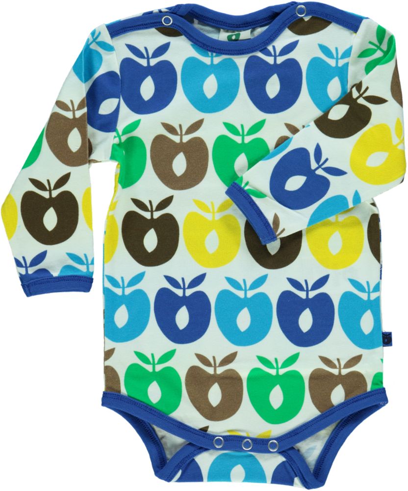 Long-sleeved bodysuit with retro apples