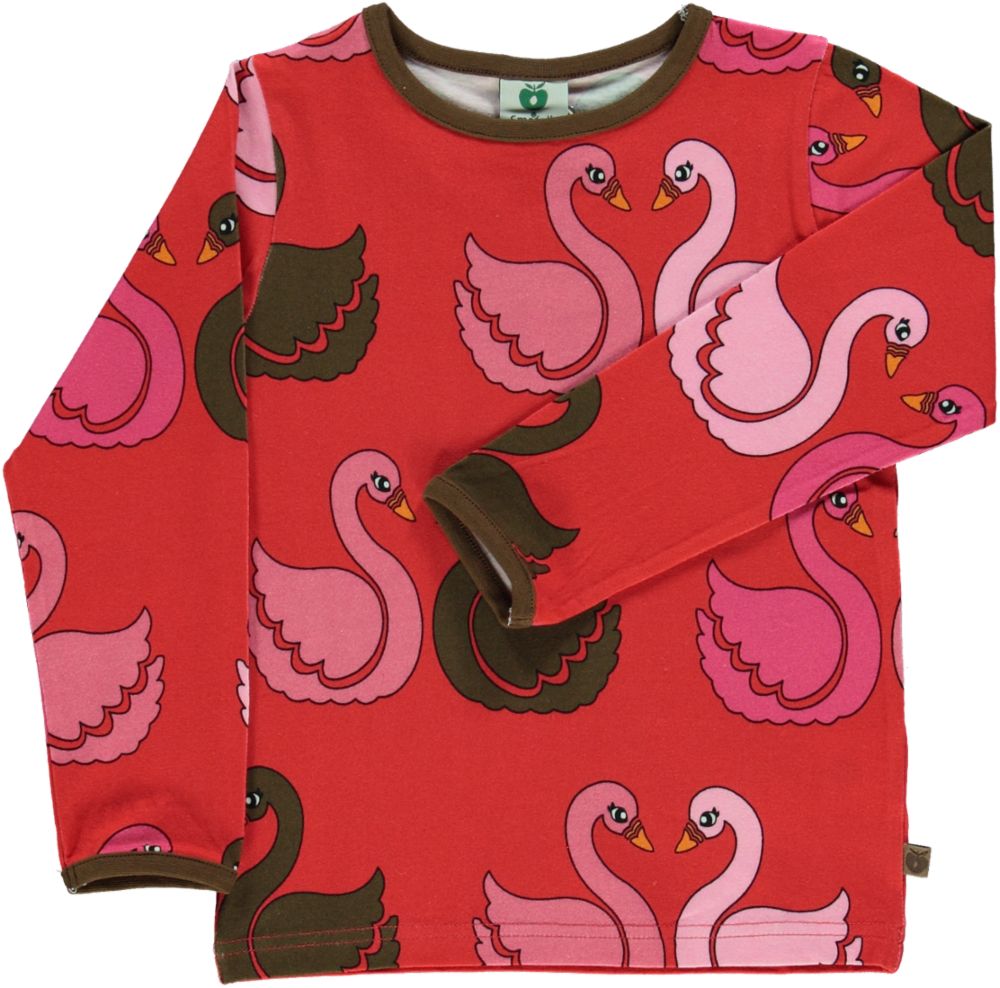 Long-sleeved blouse with swans