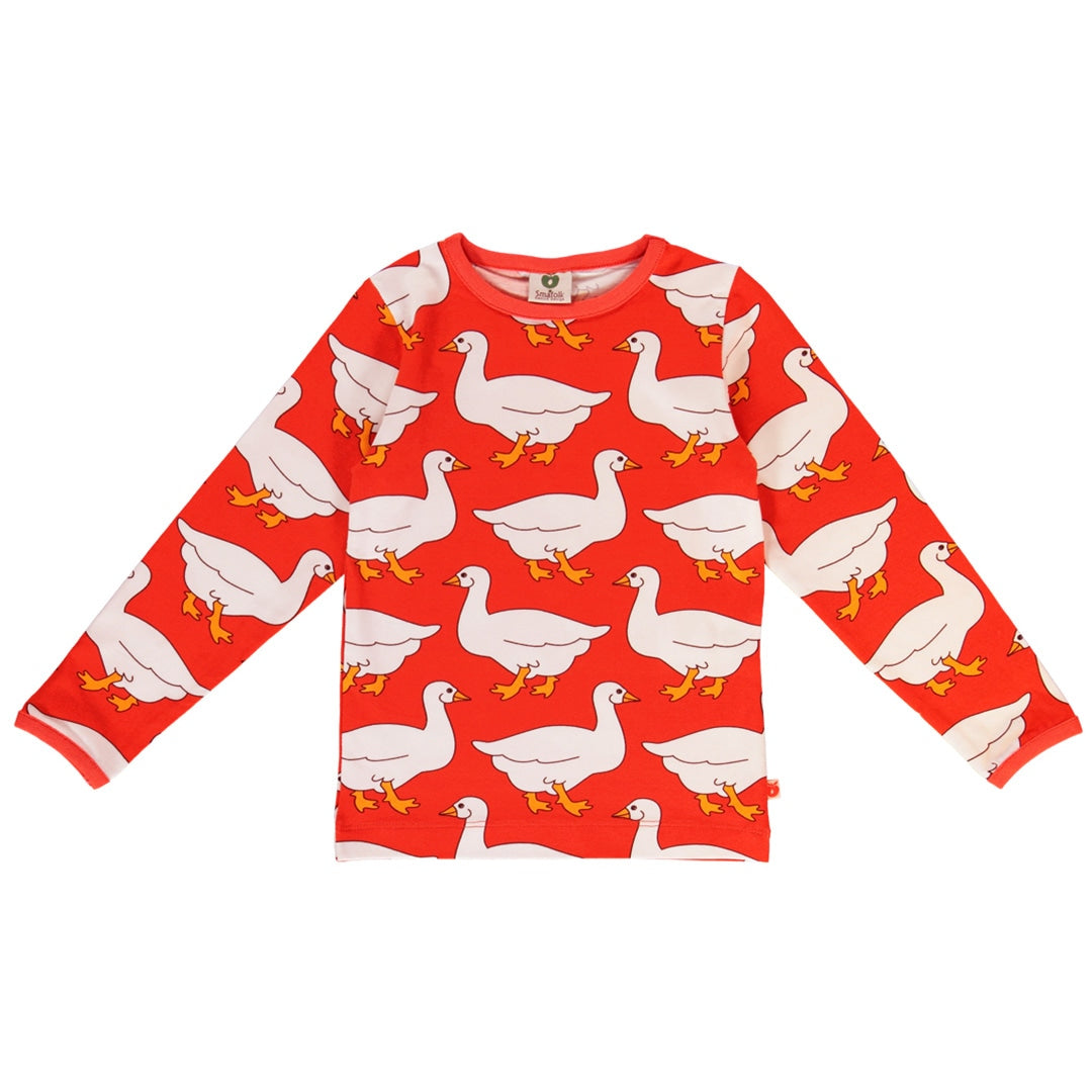 Long-sleeved blouse with geese