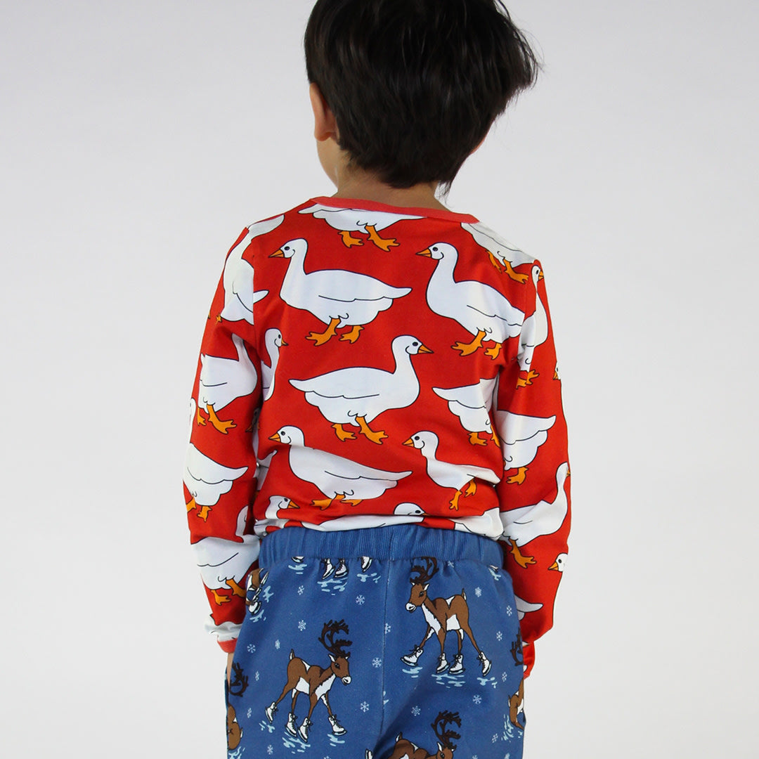 Long-sleeved blouse with geese