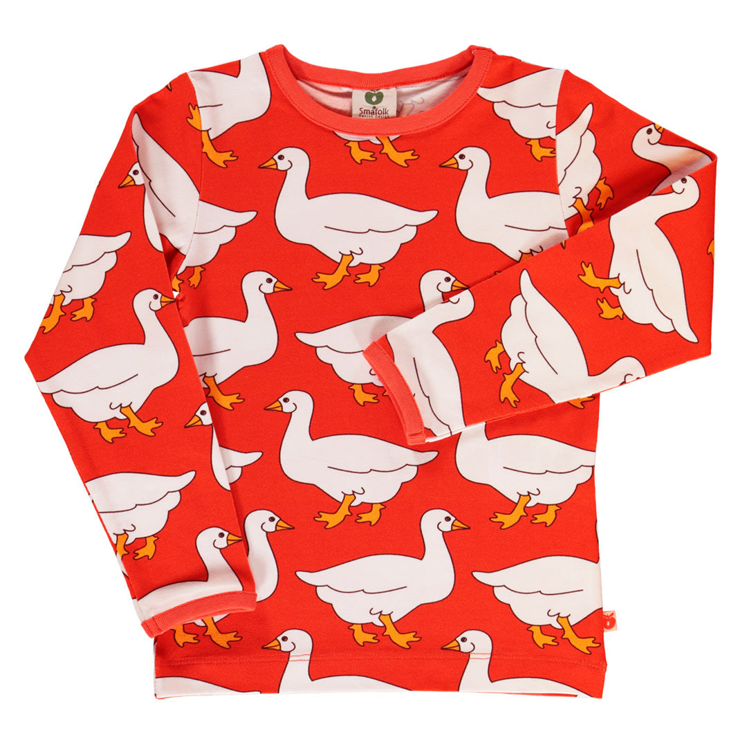 Long-sleeved blouse with geese