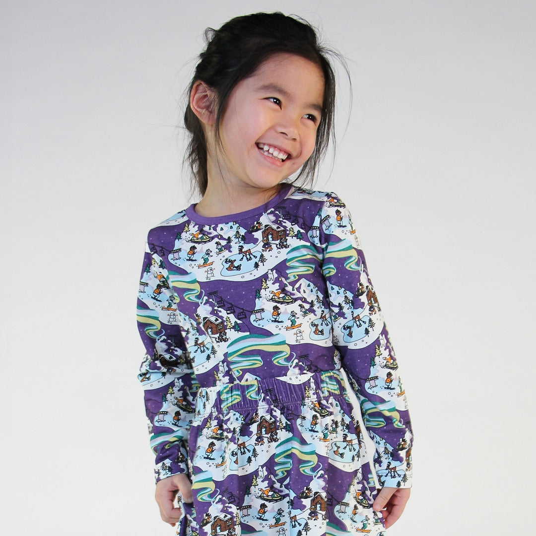 Long-sleeved blouse with winter landscape