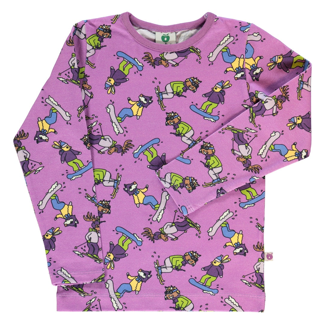 Long-sleeved top with ski motif