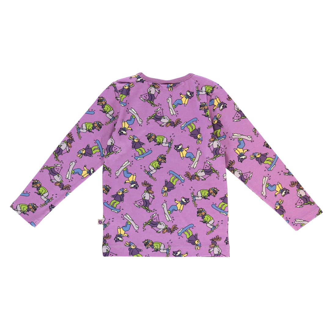 Long-sleeved top with ski motif