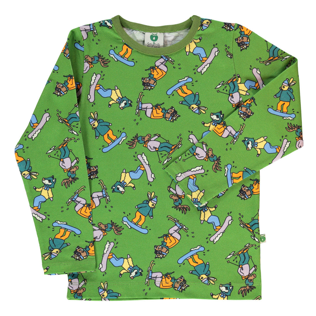 Long-sleeved top with ski motif
