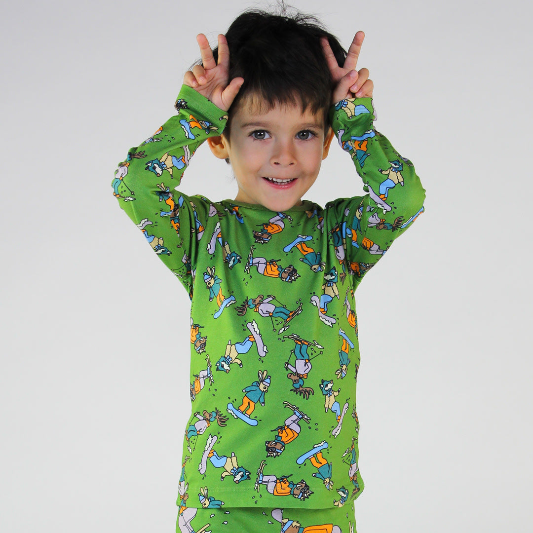 Long-sleeved top with ski motif