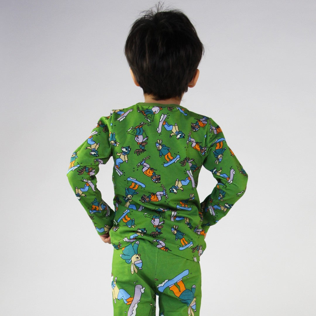 Long-sleeved top with ski motif