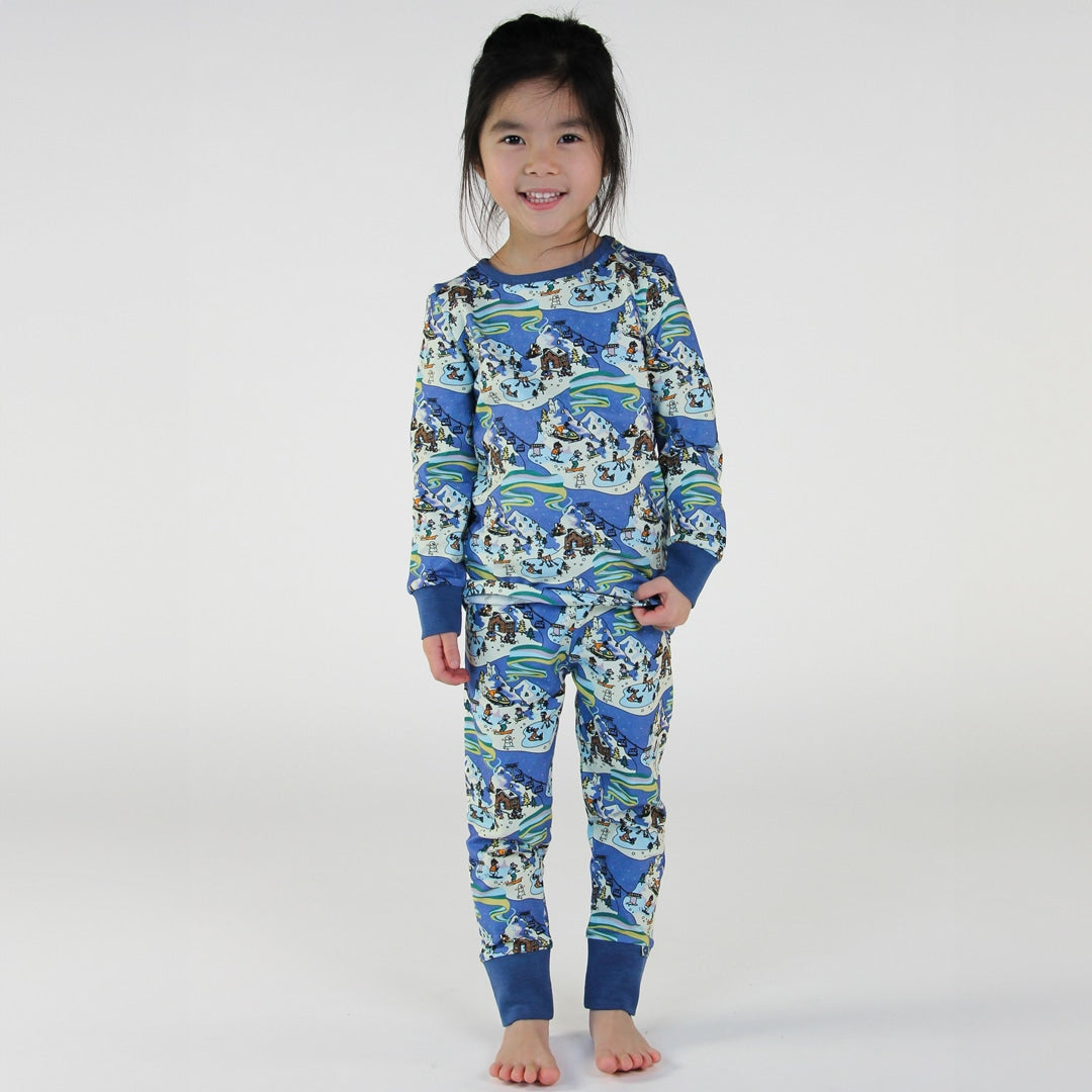 Pajamas with a winter wonderland print