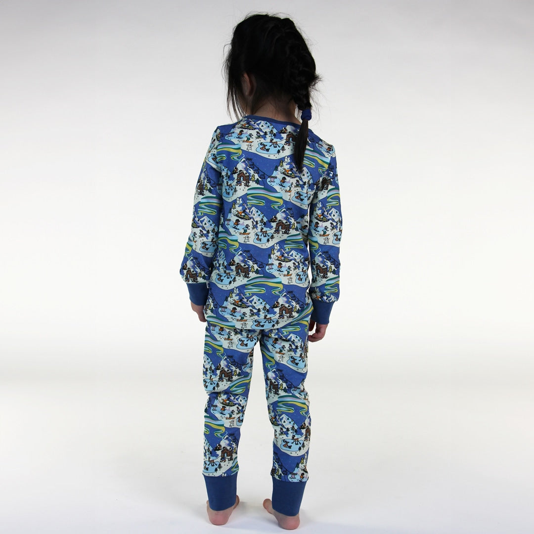 Pajamas with a winter wonderland print
