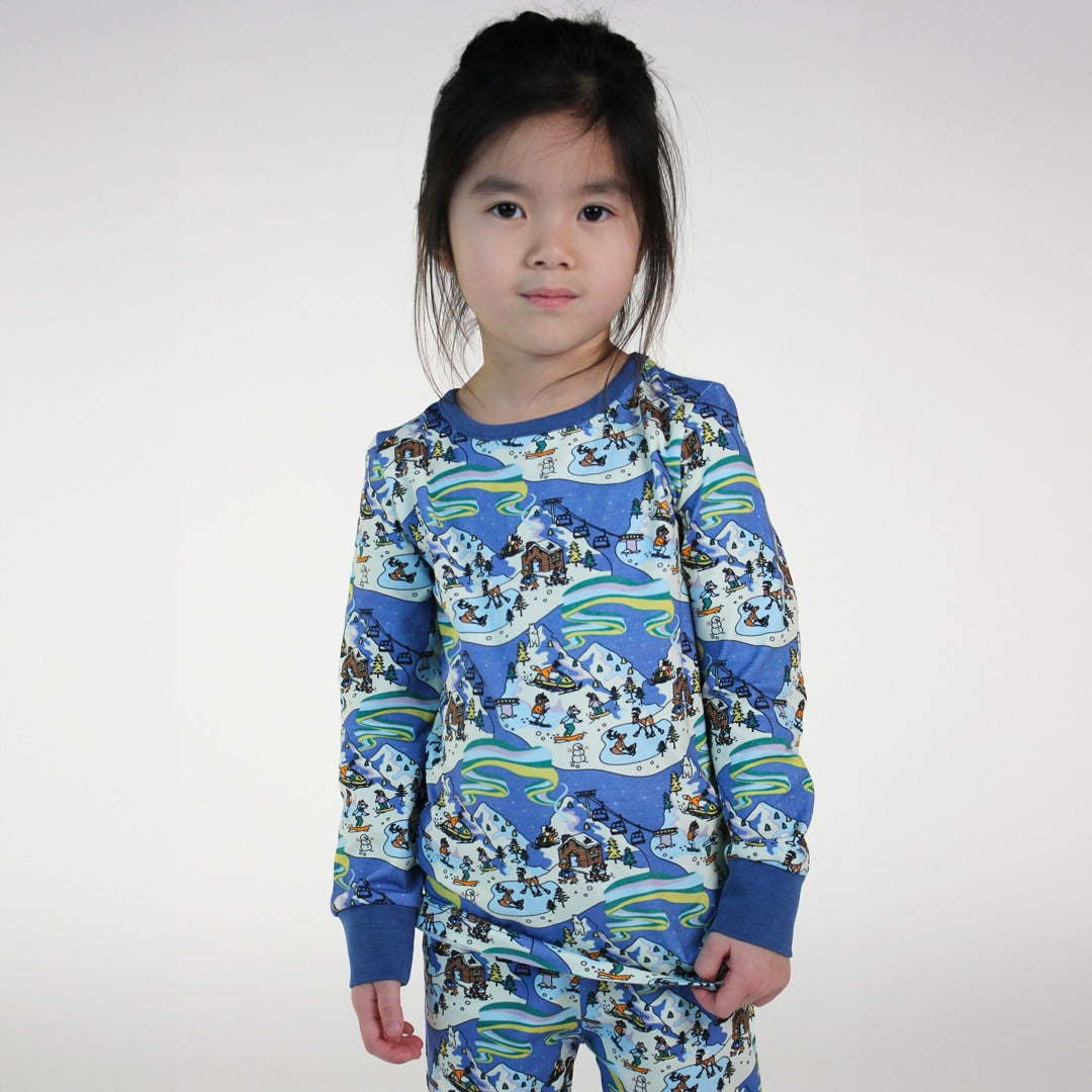 Pajamas with a winter wonderland print