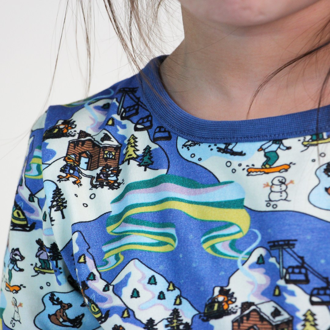 Pajamas with a winter wonderland print