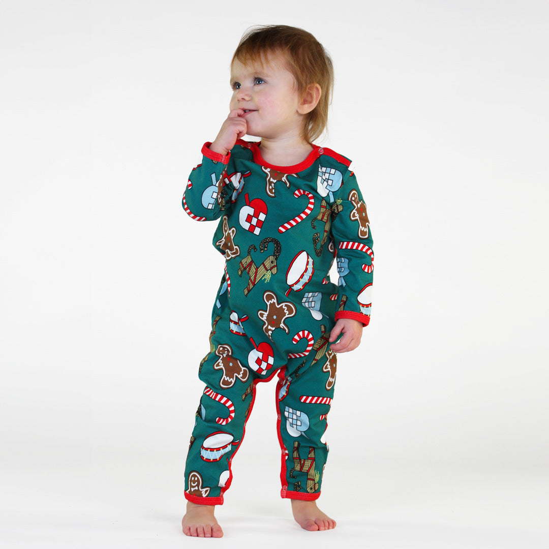 Long-sleeved all-in-one with Christmas decorations
