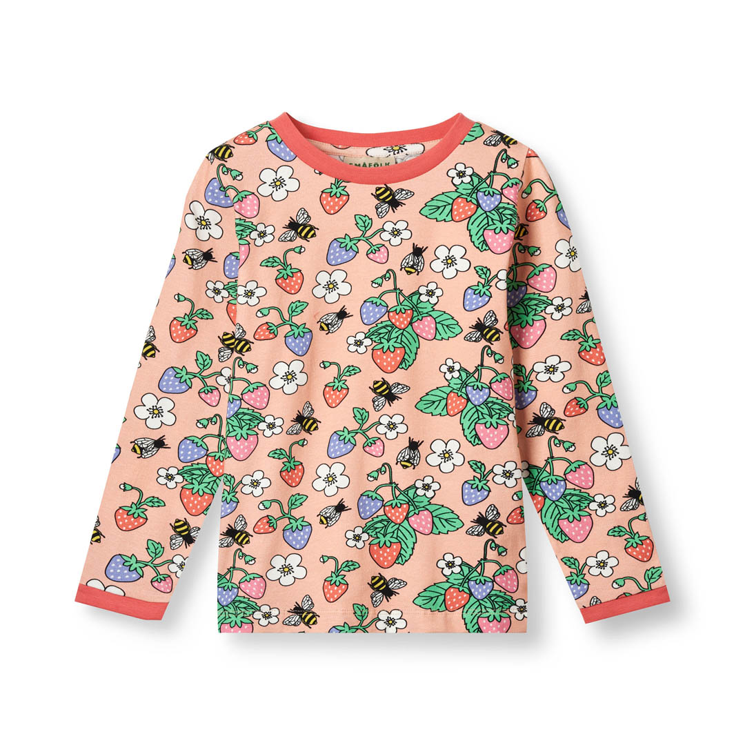Long-sleeved blouse with strawberries