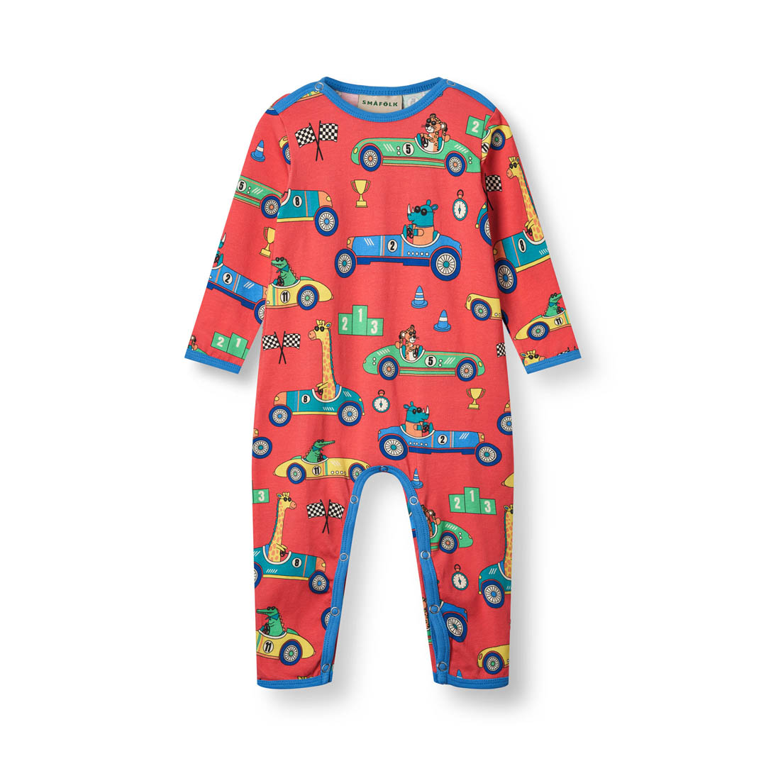 Long-sleeved all-in-one with racing cars